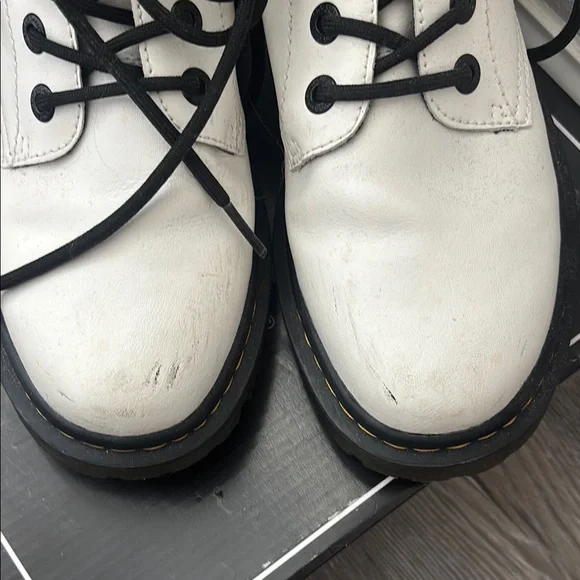 Dr. Martens White and Black Lace Up Boots 8-Eye Design - Picture 6 of 6